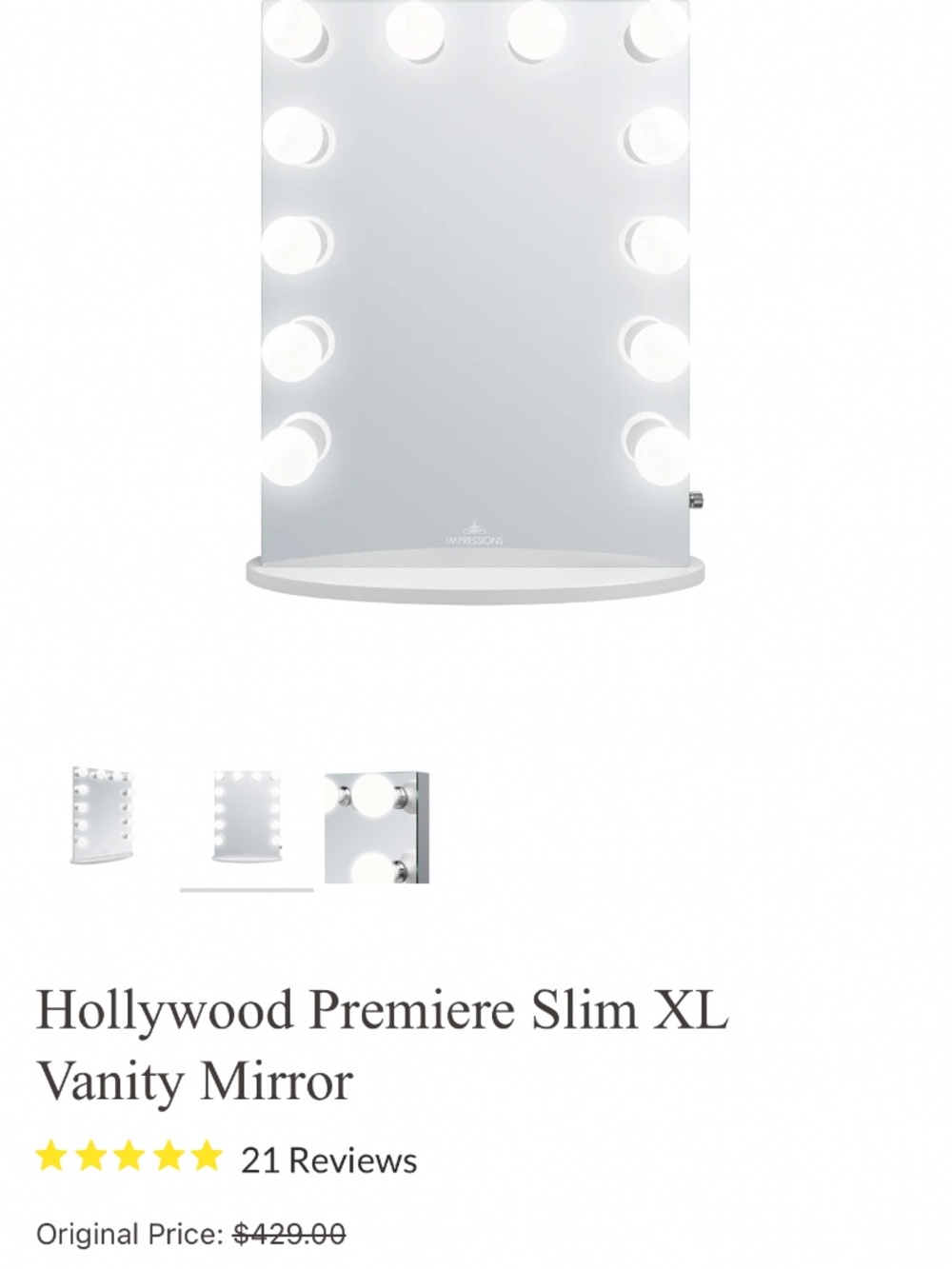 Hollywood impressions vanity mirror White